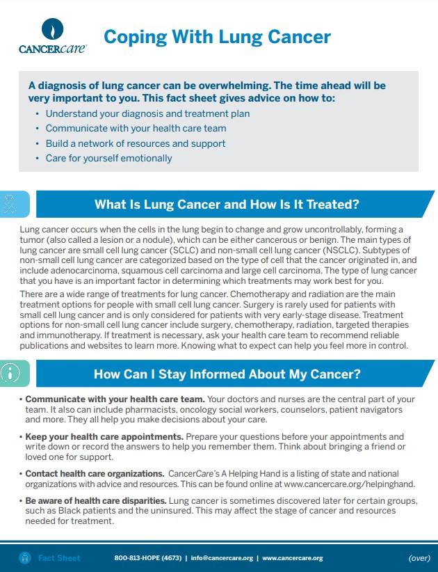 Coping With Lung Cancer Coping With Lung Cancer